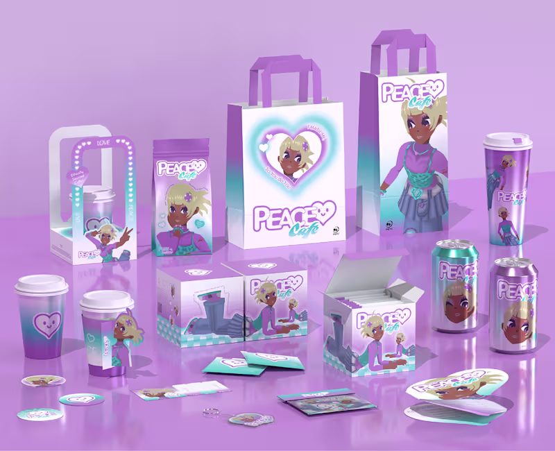 Cover image for Peace Cafe - Brand Identity & IP Character Design