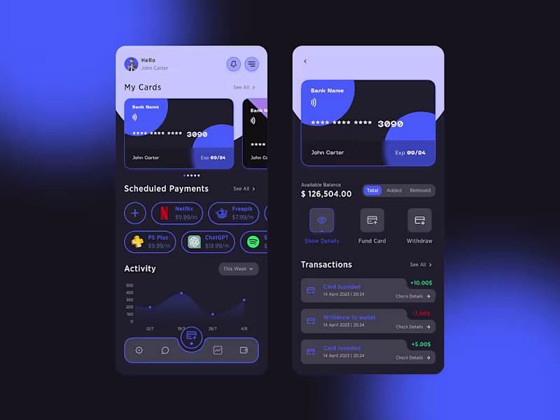 Cover image for Finance mobile app design as a UI/UX Designer.