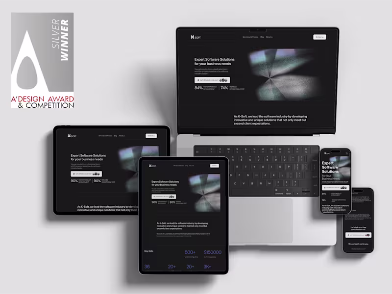 Cover image for K-Soft Corporate Software Landing Page & Brand Identity