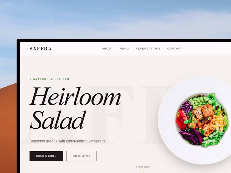Cover image for Saffra - Modern Restaurant Website Experience