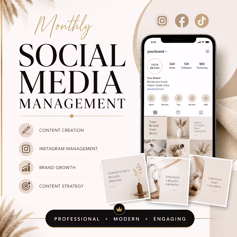 Cover image for Monthly Social Media Management for Brands, Coaches & Businesses