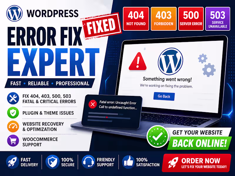 Cover image for fix 404, 403, 503, 500, critical errors in wordpress websites