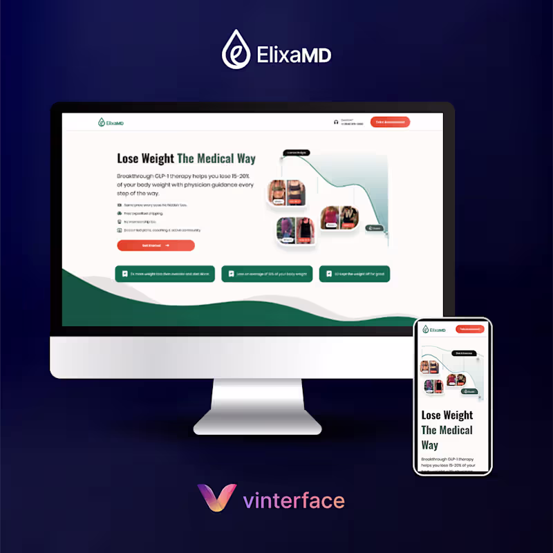Cover image for Elixa MD — CRO Marketing Landing Page Design (GLP-1 Brand)