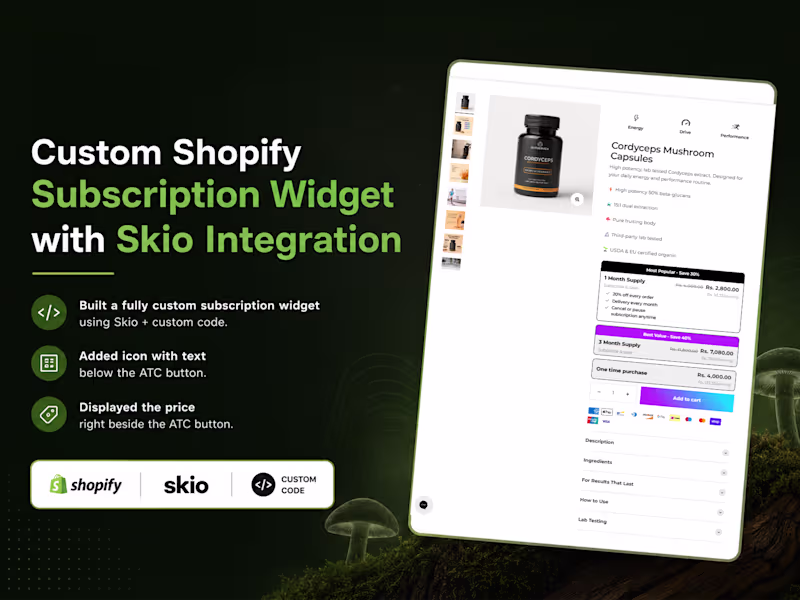 Cover image for Custom Shopify Subscription Widget with Skio Integration