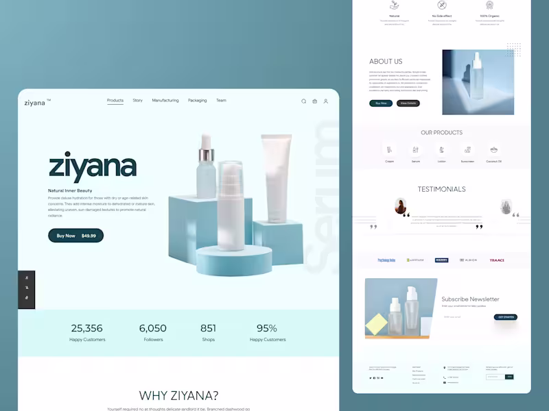 Cover image for Ziyana – Natural Inner Beauty Landing Page Design