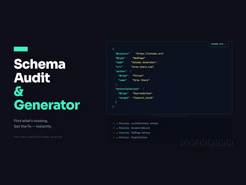 Cover image for Schema Markup Audit & Generator Tool Build