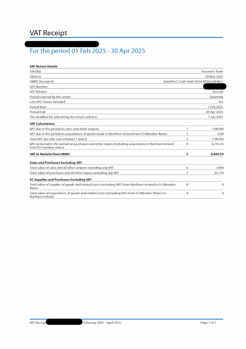 Cover image for VAT Return