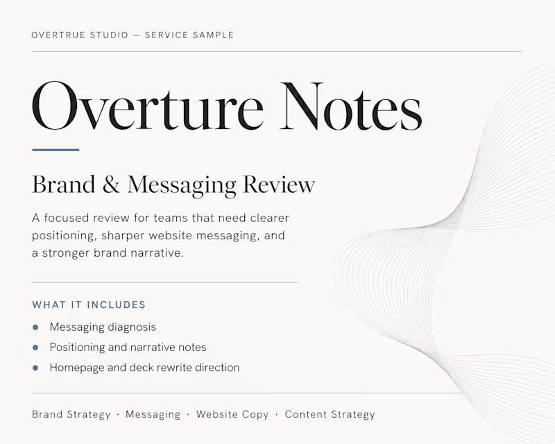 Cover image for Overture Notes — Brand & Messaging Review 