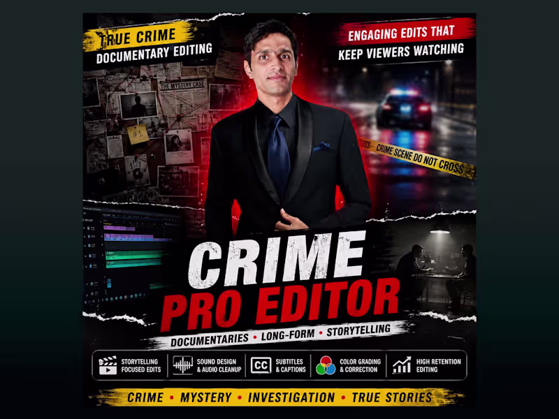 Cover image for True Crime Documentary Video Editing