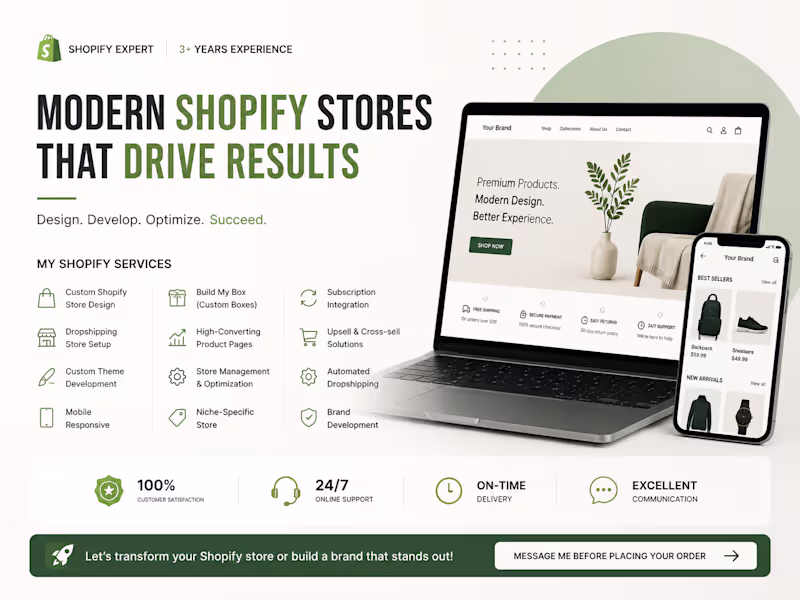 Cover image for I will develop a complete shopify store for your business.