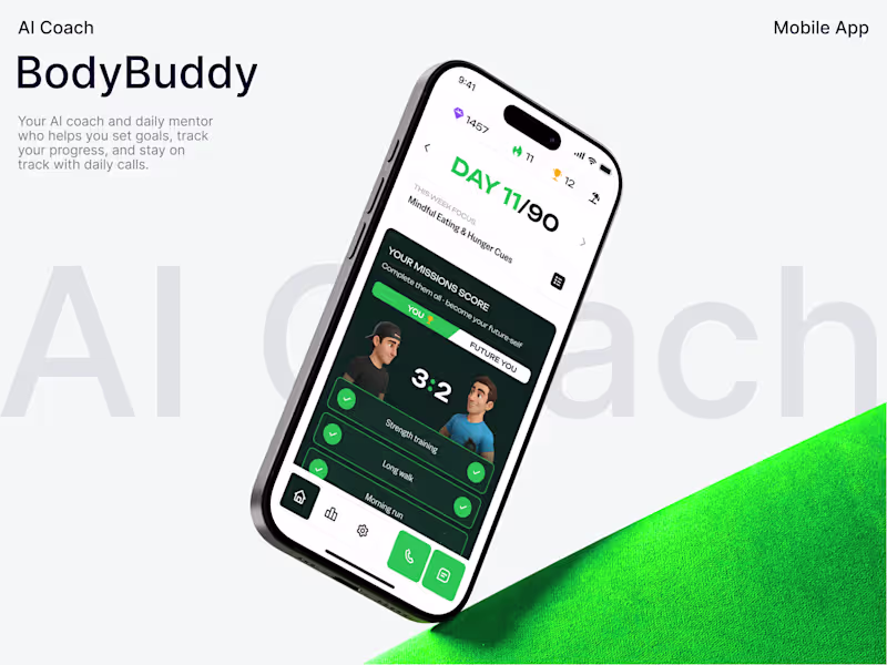 Cover image for BodyBuddy - Gamified AI Health & Fitness App UI/UX Design