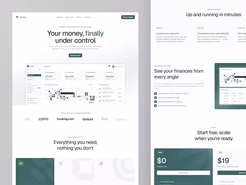 Cover image for Vaultix - Finance App Landing Page