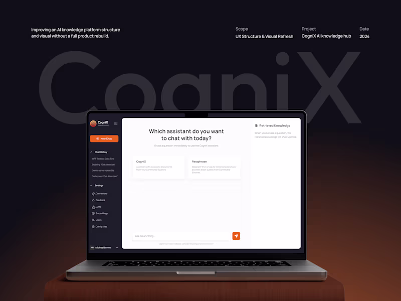 Cover image for CogniX | Redesign for AI knowledge platform
