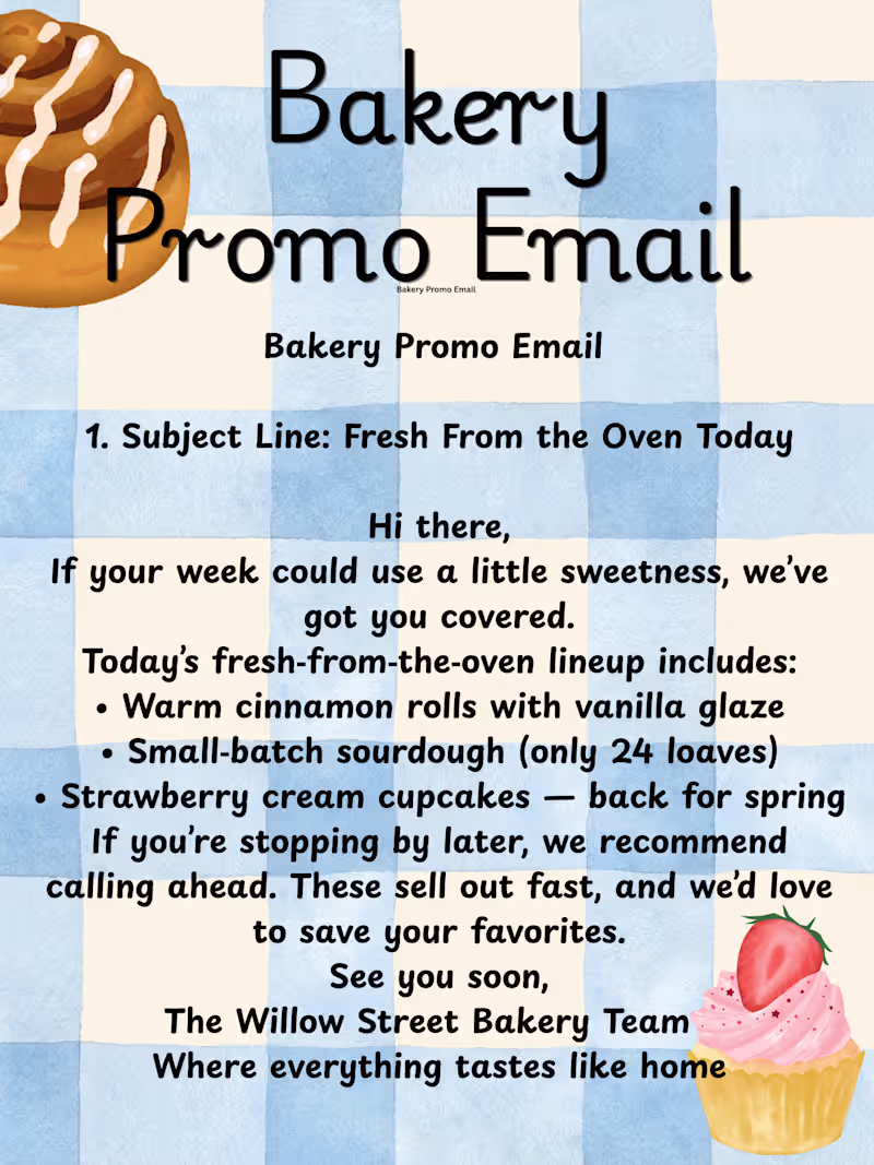 Cover image for Bakery Promo Email Sample