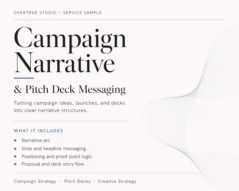Cover image for Campaign Narrative & Pitch Deck Messaging