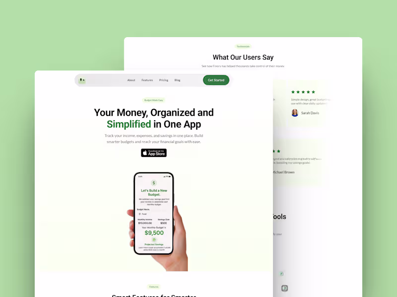 Cover image for Finory – A Modern Budget Tracking App Website
