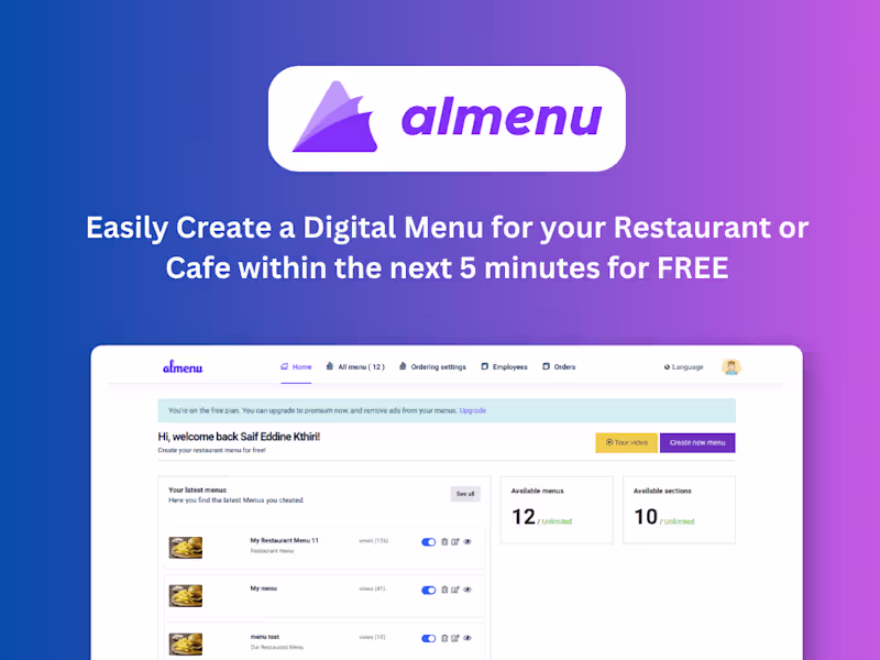 Cover image for Almenu.io | SaaS Restaurants digital menu builder (Laravel)