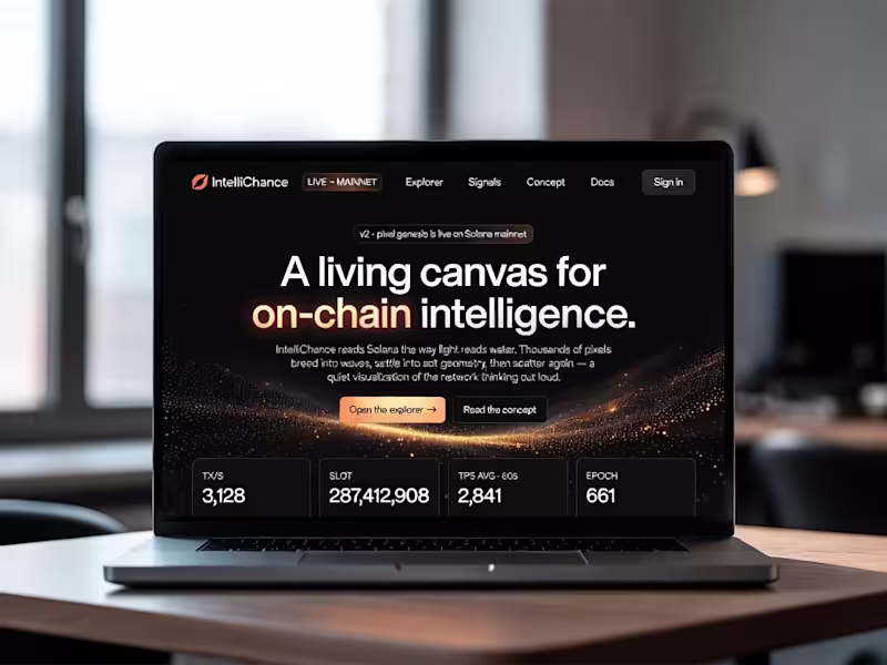 Cover image for IntelliChance: AI-Powered Solana Explorer Website