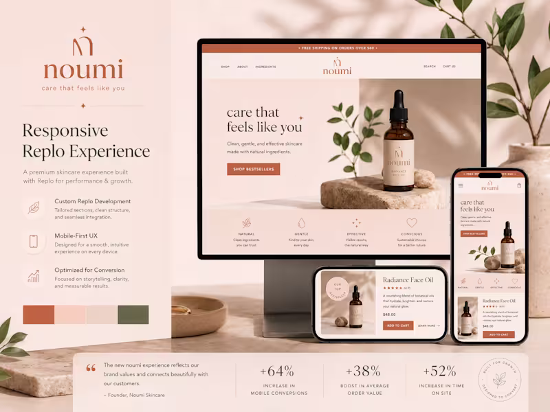 Cover image for Noumi Replo Landing Page Design & Development