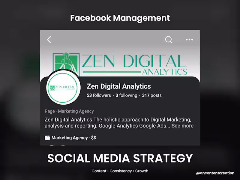 Cover image for Facebook Content Strategy + Page Growth (Zen Digital Analytics)