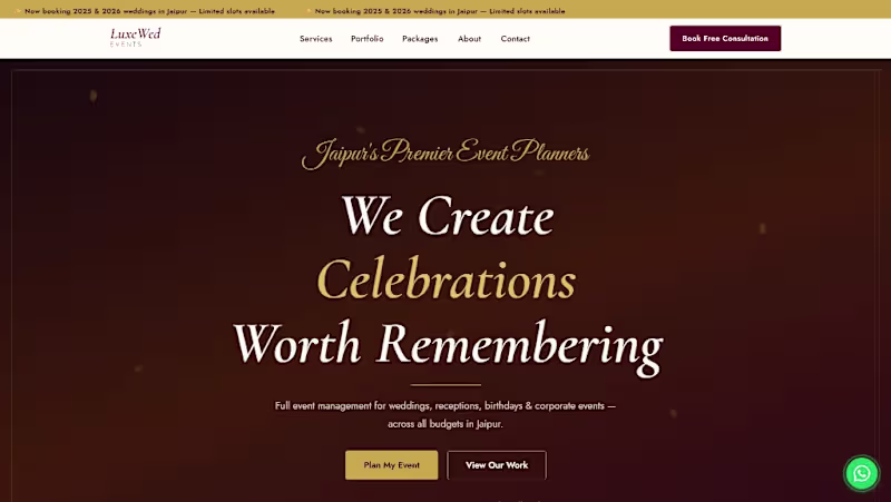 Cover image for Landing page for wedding event