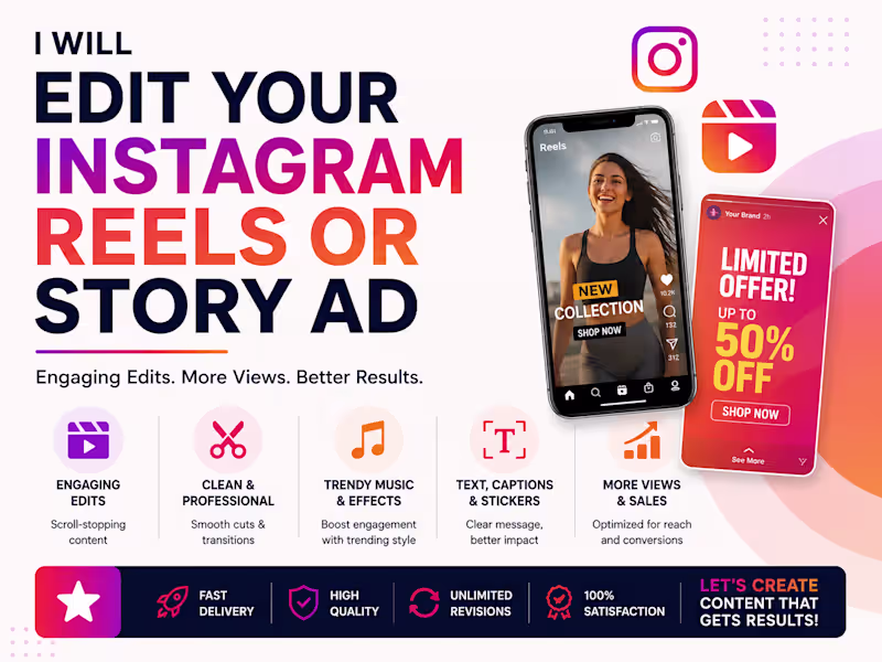 Cover image for  I will edit your Instagram Reels or Story Ad