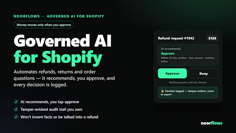 Cover image for Governed Shopify Refund Agent — with an audit trail you own