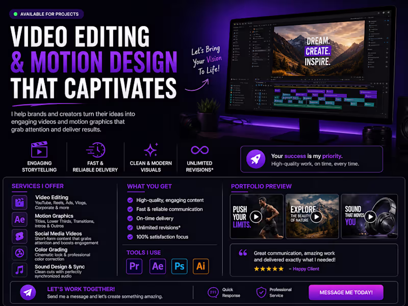 Cover image for Professional Video Editing for Social Media & Ads