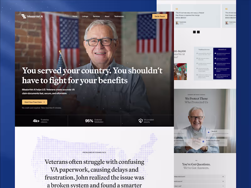 Cover image for MissionVet AI: Redesigning a Veteran-Focused Legaltech Platform 