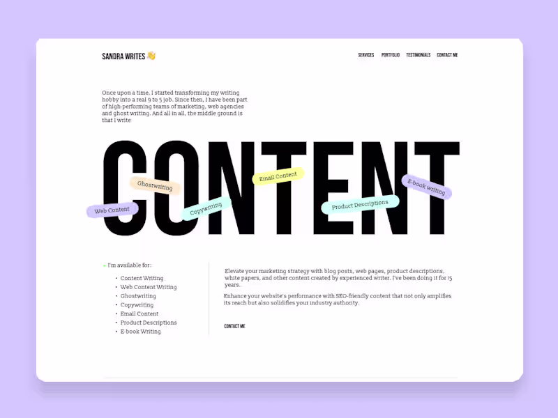 Cover image for Copywriter Portfolio Website Build with Webflow