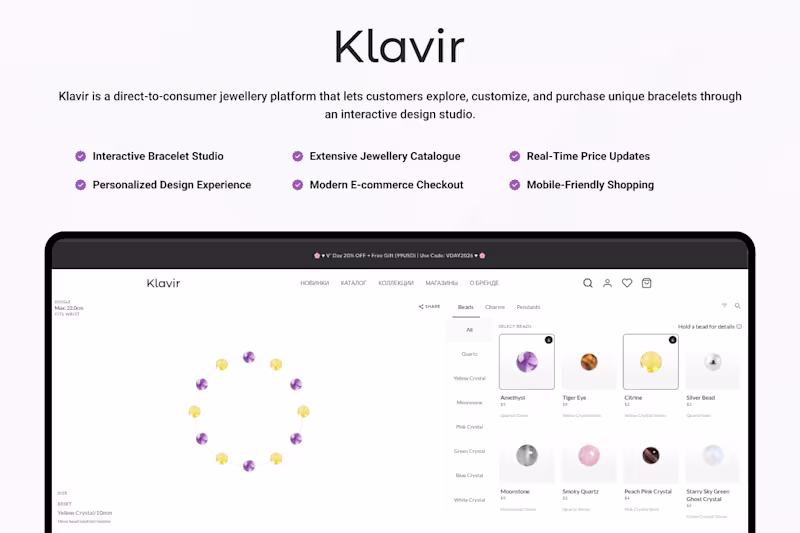 Cover image for Klavir: D2C Bracelet E-Commerce & Design Studio