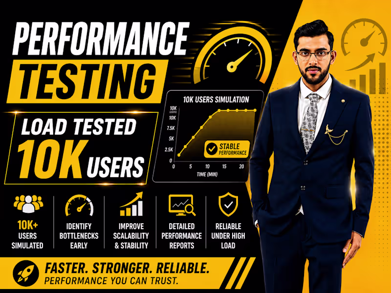 Cover image for I will perform load and performance testing for up to 10k users