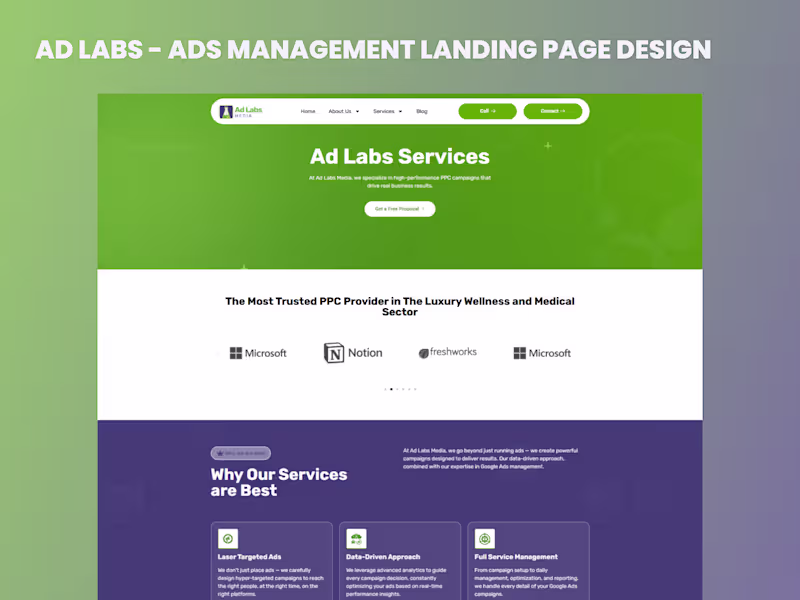 Cover image for Designed a high-converting ad management landing page within...