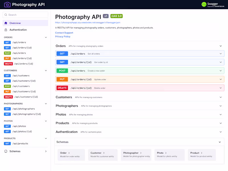 Cover image for Photography Orders API/MVC project