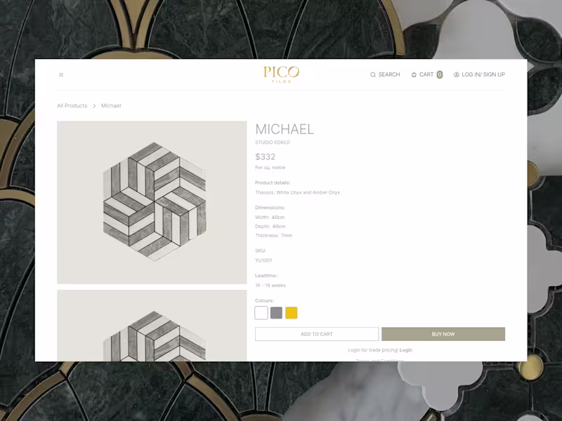 Cover image for Pico | High-End E-commerce Platform for Mosaic Tiles