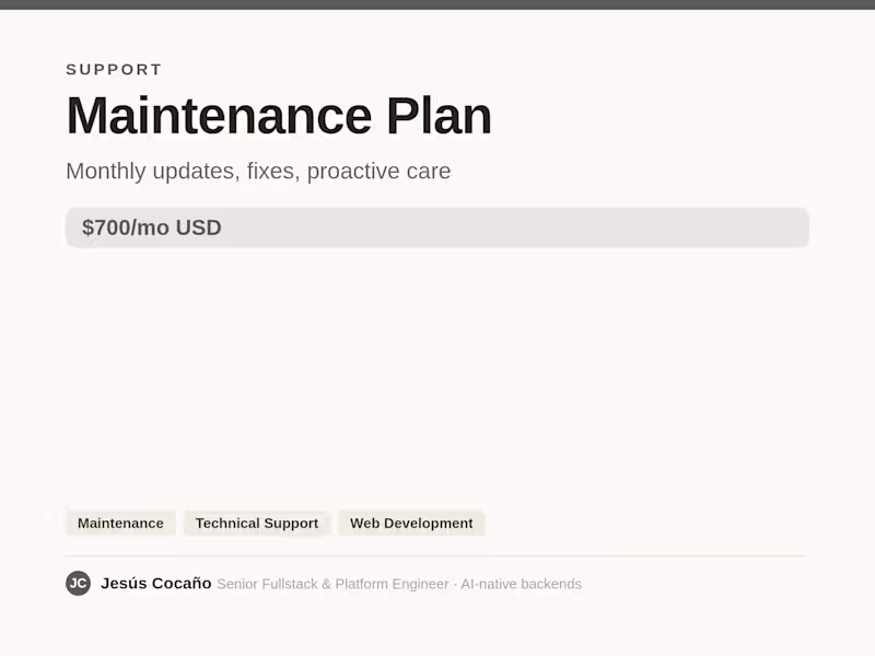 Cover image for Maintenance Plan (monthly)