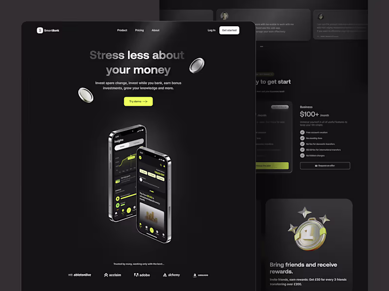 Cover image for SmartBank - Fintech SaaS Landing Page