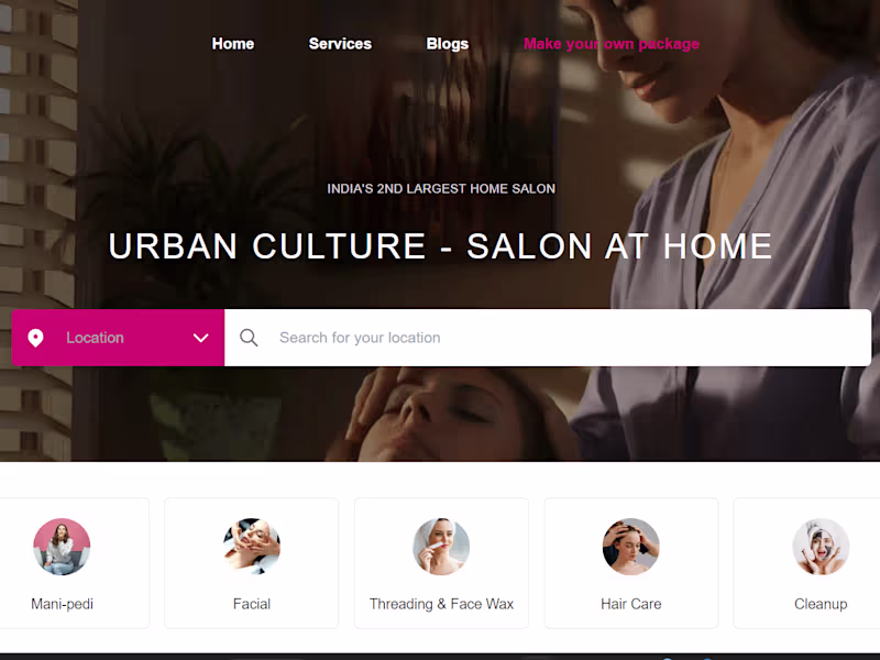 Cover image for Salon at Home Services - Beauty & Massage Packages | Urban Cult…