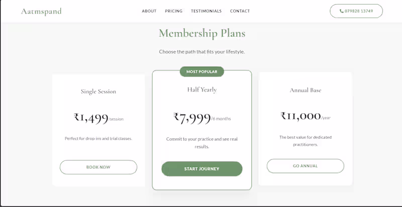 Cover image for The Aatmspand Yoga website was