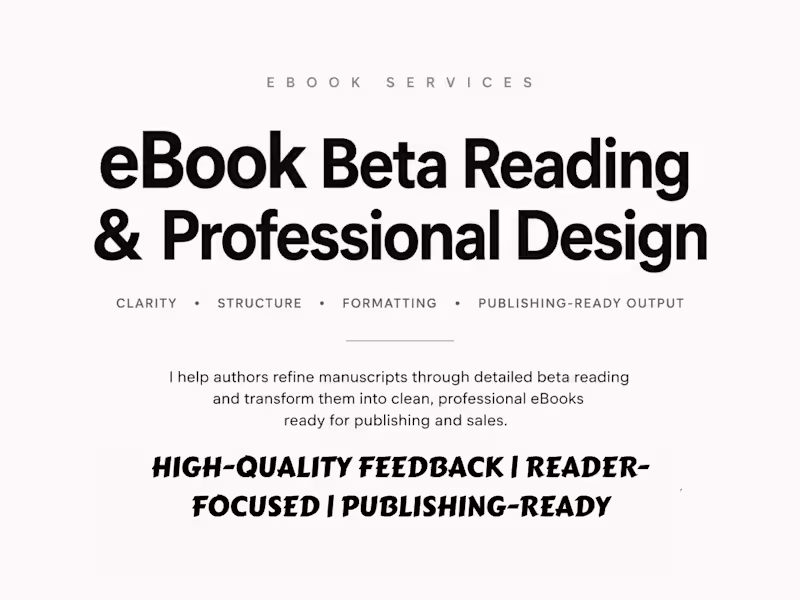 Cover image for ebook beta reading and ebook design