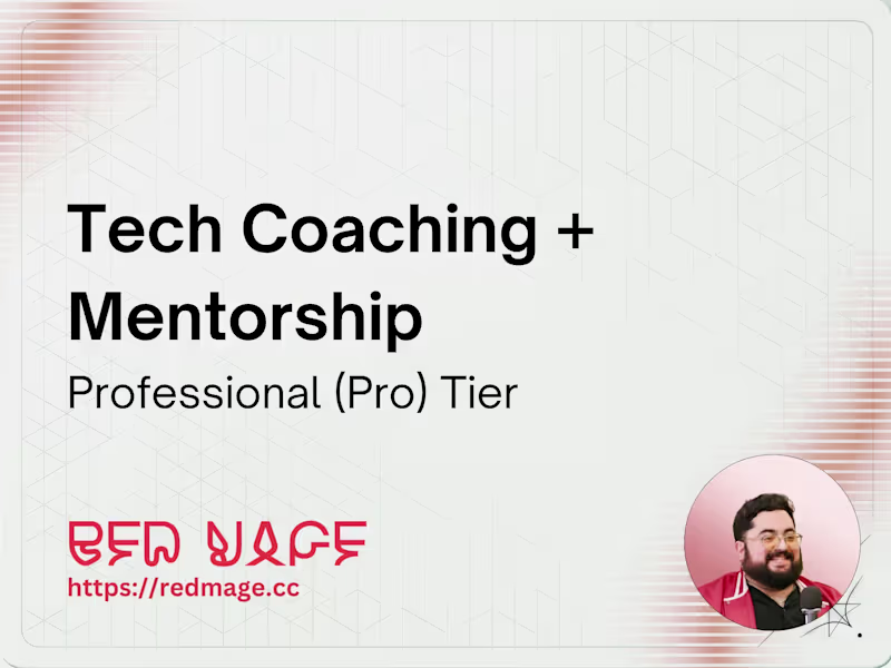 Cover image for Tech Coaching + Mentor – Pro