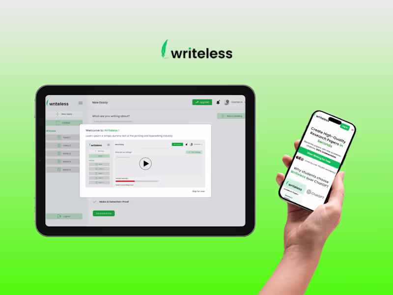 Cover image for Writeless – AI Academic Writing