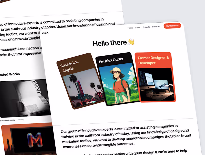 Cover image for A fully custom portfolio I designed and built in Framer. Sim...