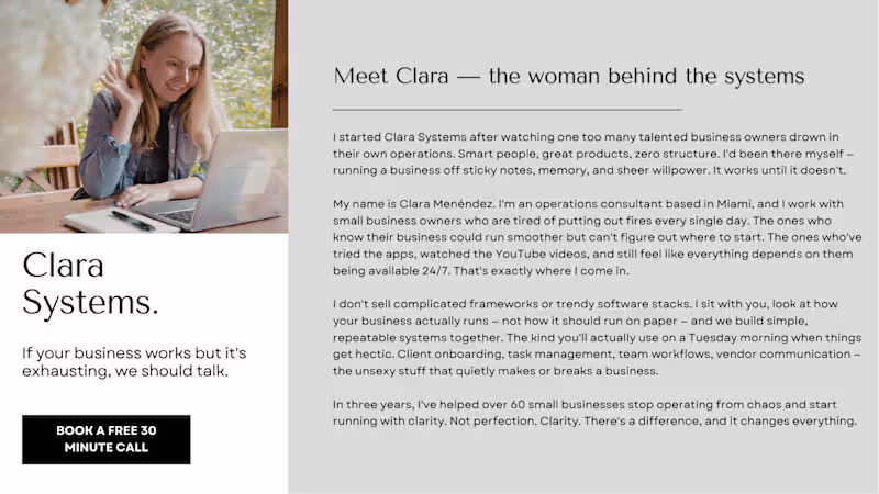 Cover image for Website About Page — Clara