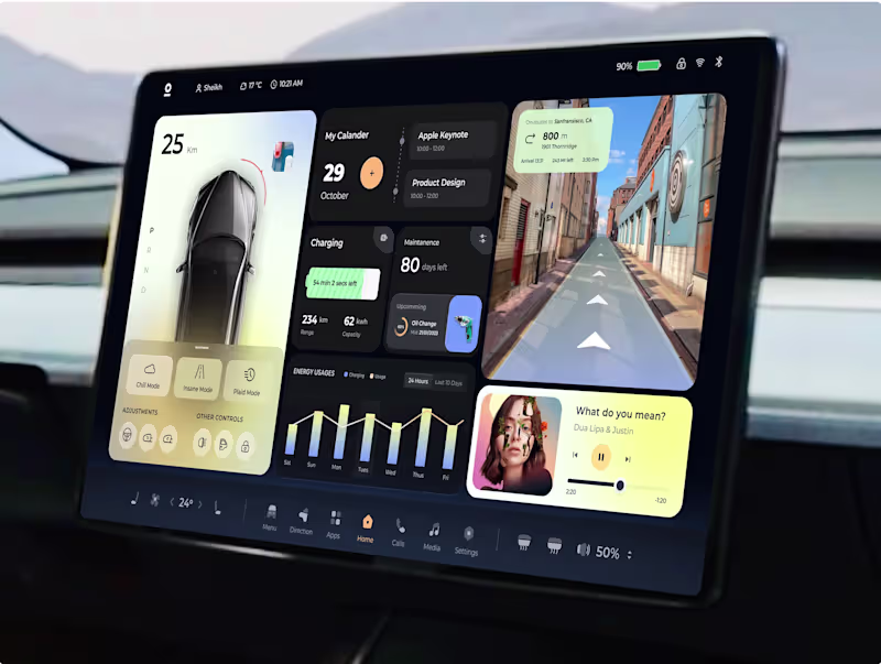 Cover image for Project Concept – Smart Car HMI Dashboard I have designed a ...