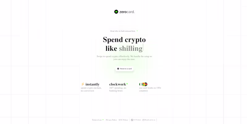 Cover image for Zerocard - A crypto card payment app