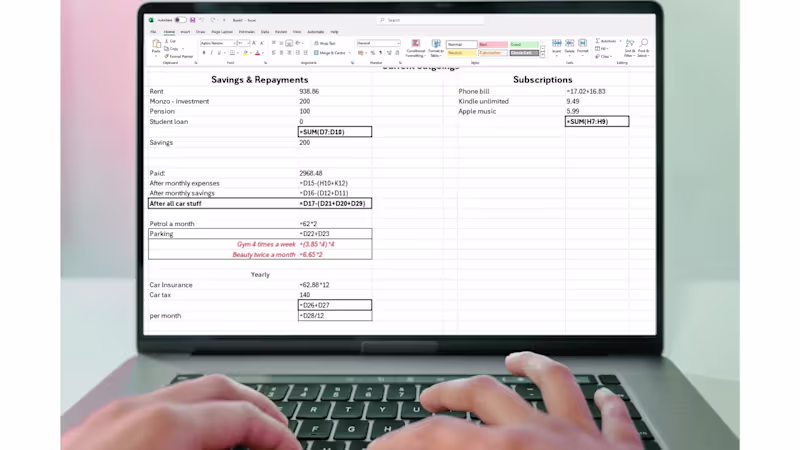 Cover image for Monthly outgoings spreadsheet