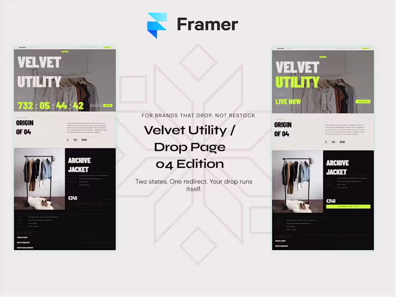Cover image for Velvet Utility Drop Page: Seamless Fashion Launch Solution