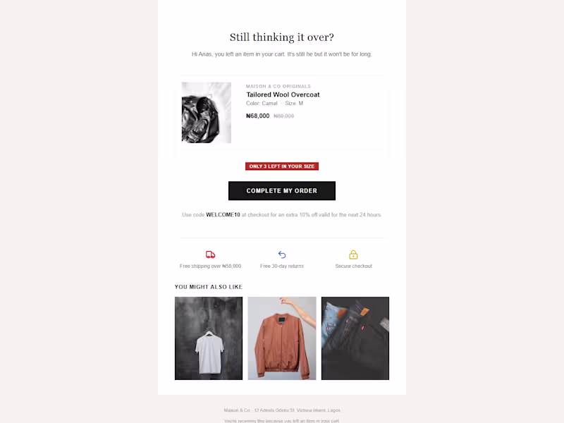 Cover image for Maison & Co Cart-Abandonment Email