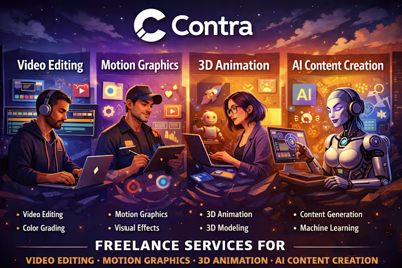Cover image for video editor, motion graphics, 3d animation, ai content creator